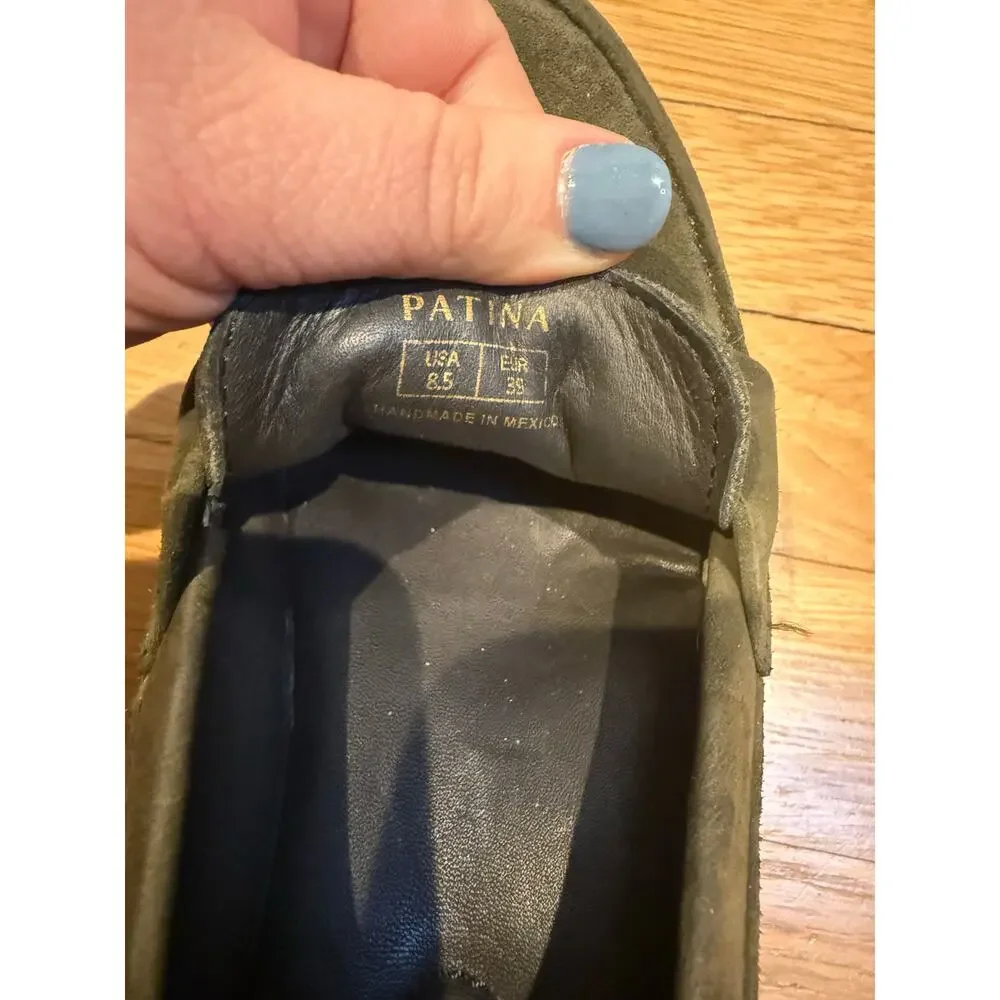 Patina Olive Green Suede Lug Sole Penny Loafers Women’s 8.5 - Picture 7 of 7